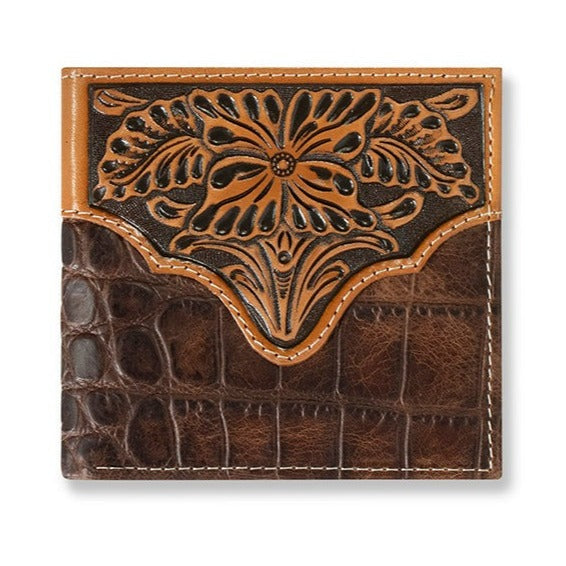 ARIAT BIFOLD CROC FLORAL EMBOSSED WALLET-Ranges Country