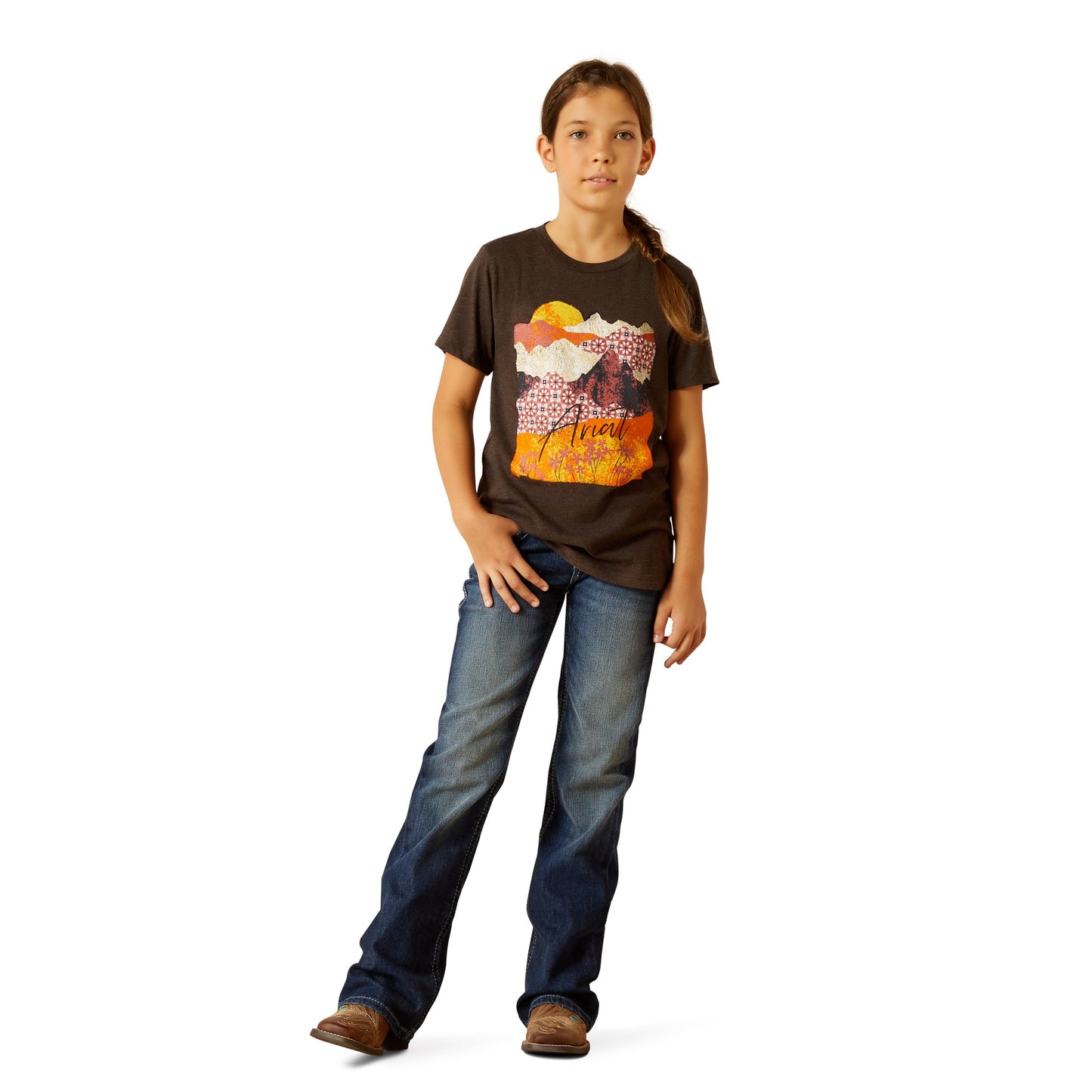 ARIAT GIRLS MOUNTAIN PATTERNS TEE