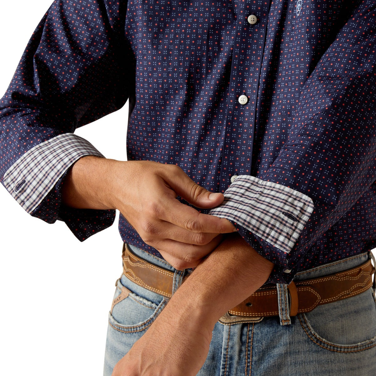 ARIAT MENS WRINKLE FREE WELLS FITTED SHIRT