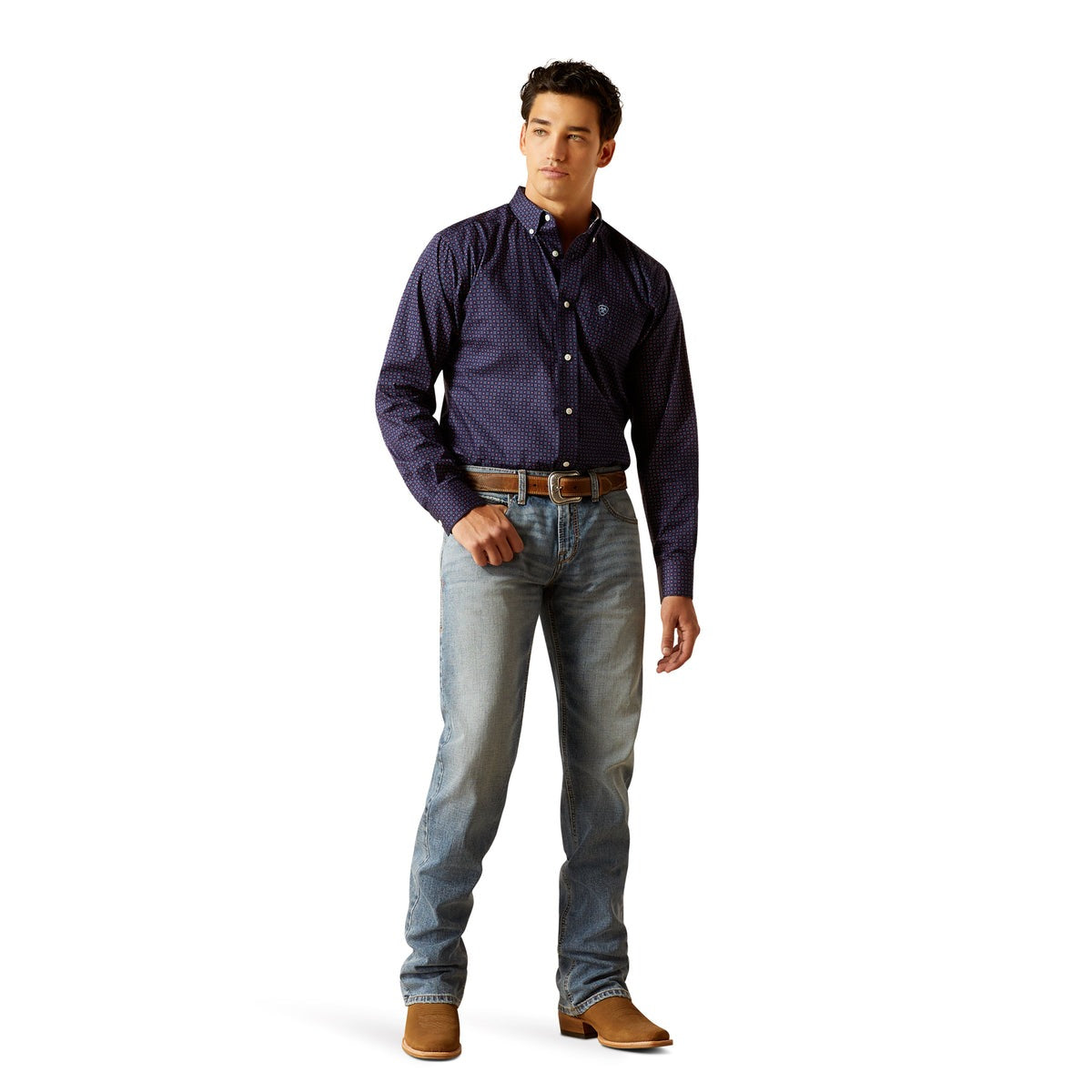 ARIAT MENS WRINKLE FREE WELLS FITTED SHIRT