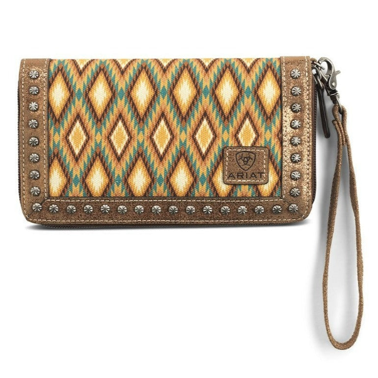 ARIAT SOUTHWEST DIAMOND PRINT CLUTCH WALLET-Ranges Country