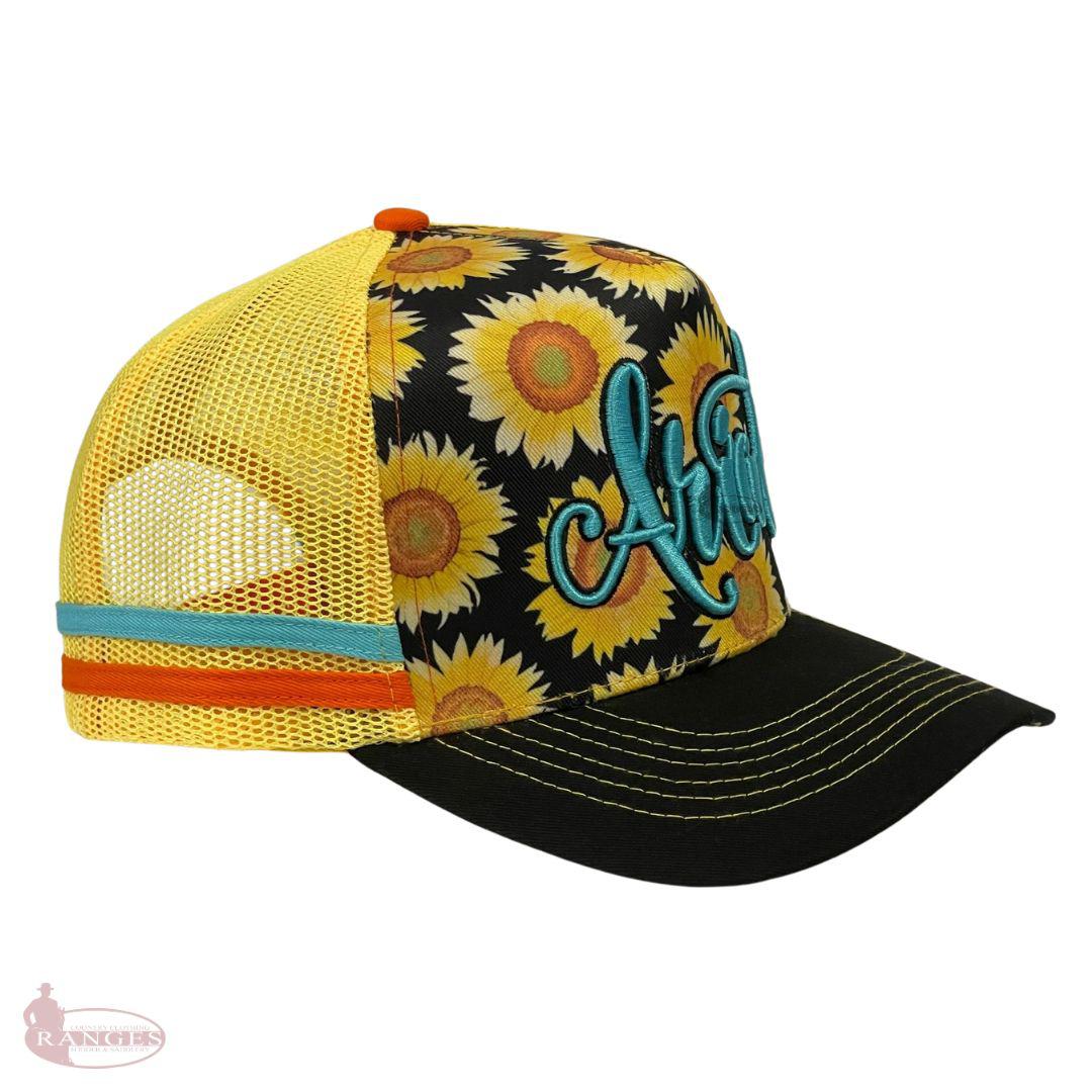 ARIAT SUNFLOWER SCRIPT TRUCKER CAP-Ranges Country