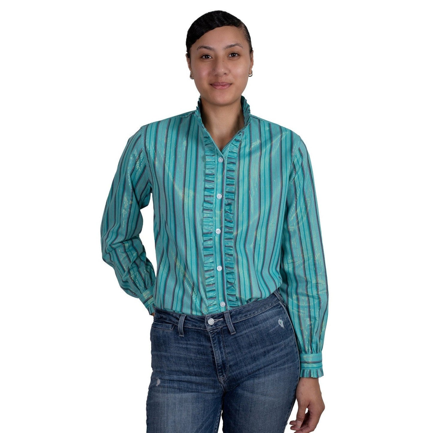 ARIAT WOMENS ABBEY FRILLS STRIPE SHIRT-Ranges Country