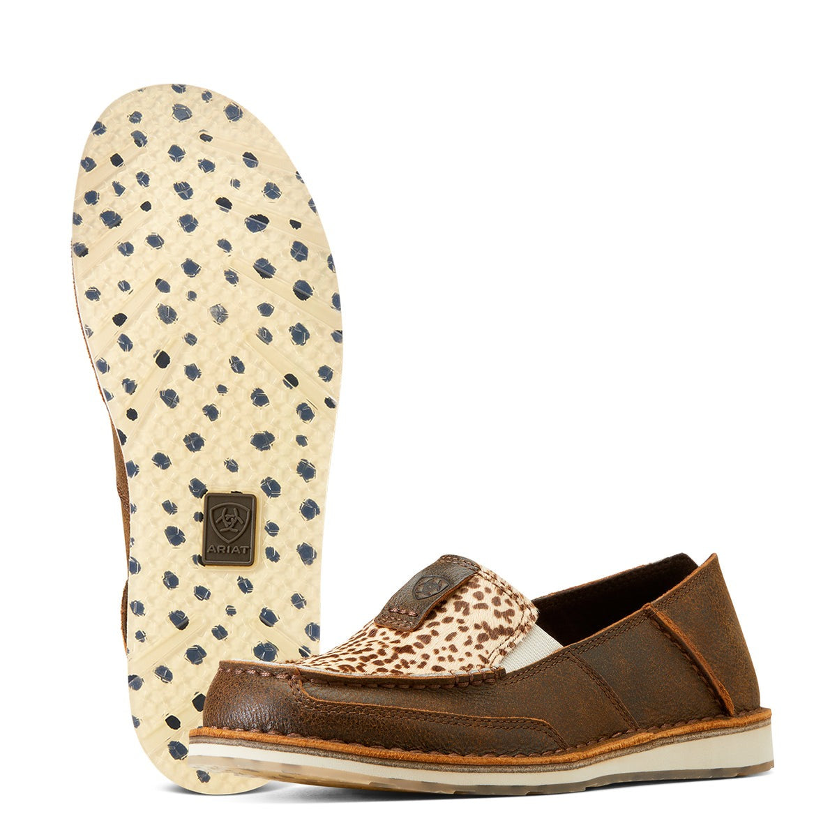 ARIAT WOMENS CHEETAH HAIR ON CRUISER MOCCASINS-Ranges Country