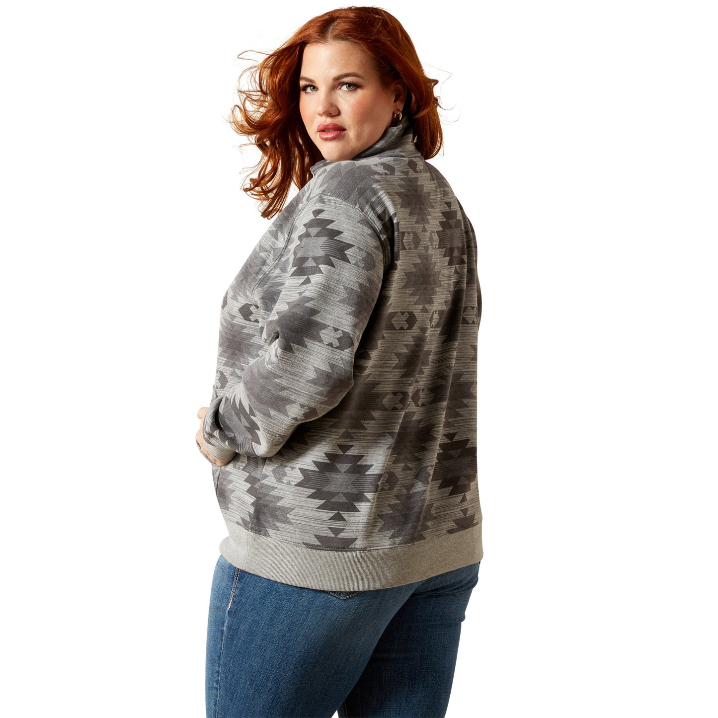ARIAT WOMENS SIENNA 1/2 ZIP MARBLE SOUTHWEST SWEATSHIRT