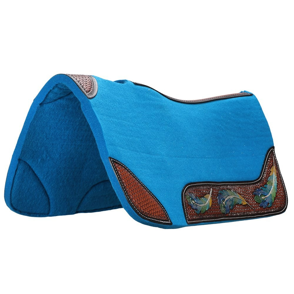FORT WORTH FEATHER TOOLED FELT SADDLE PAD-Ranges Country
