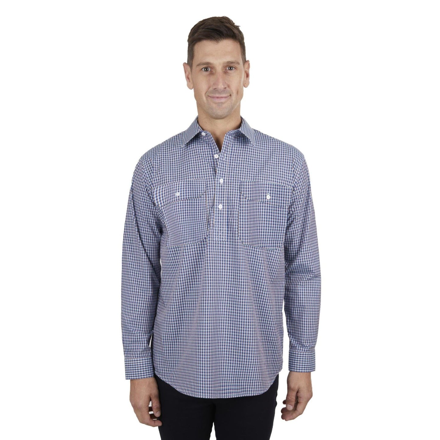 HARD SLOG MENS BOBBIE HALF PLACKET SHIRT-Ranges Country