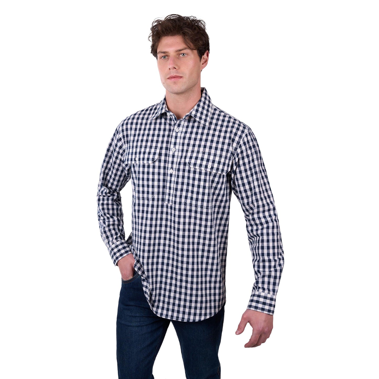 HARD SLOG MENS DELL HALF BUTTON SHIRT-Ranges Country
