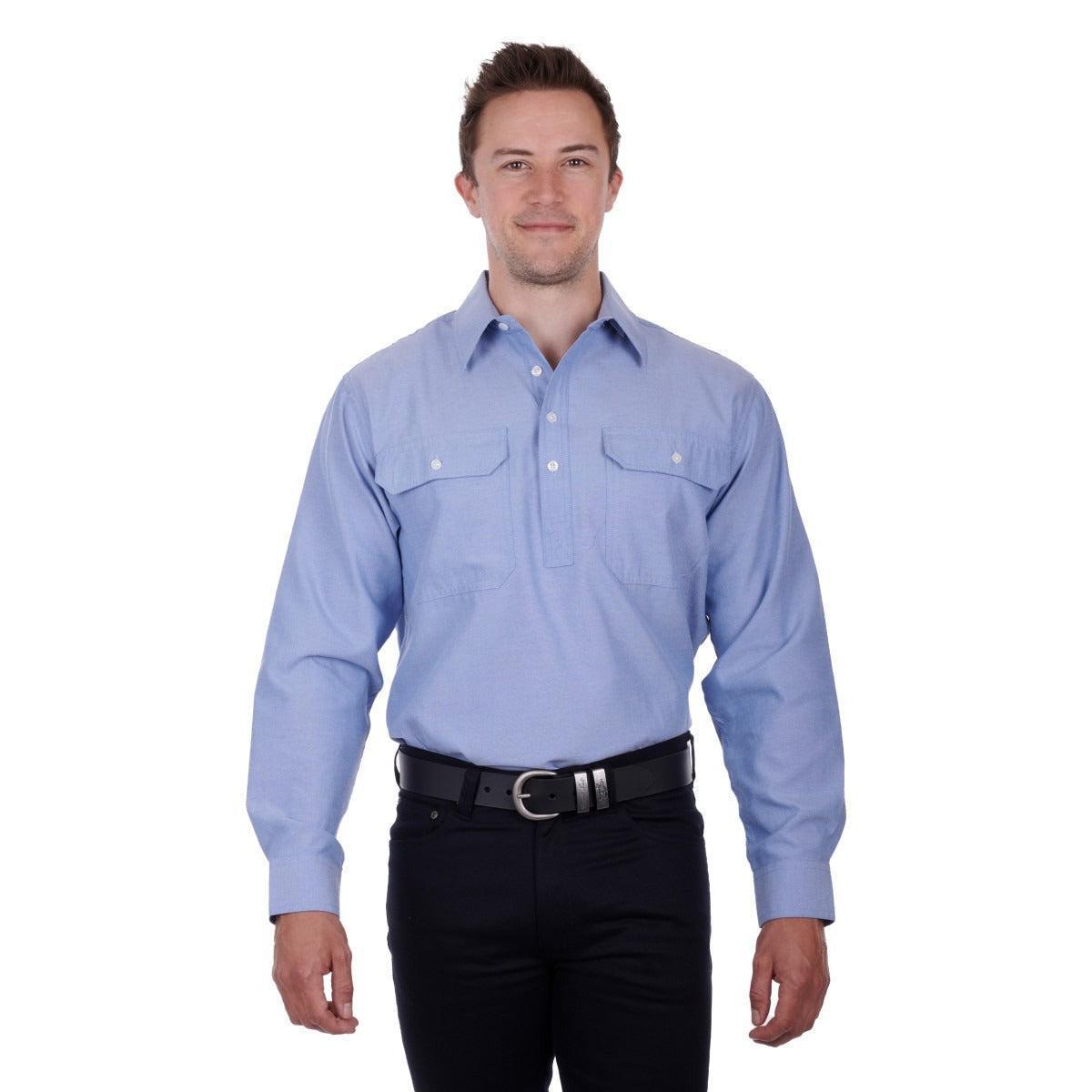 HARD SLOG MENS JACKSON HALF BUTTON SHIRT-Ranges Country