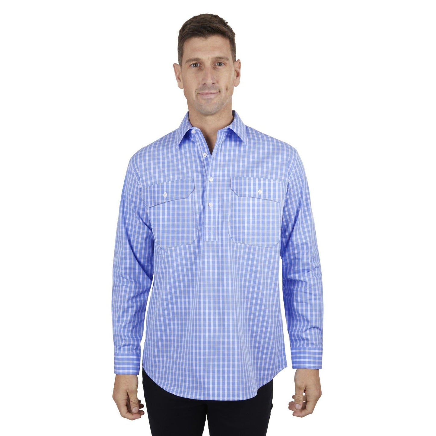 HARD SLOG MENS RON HALF PLACKET SHIRT-Ranges Country