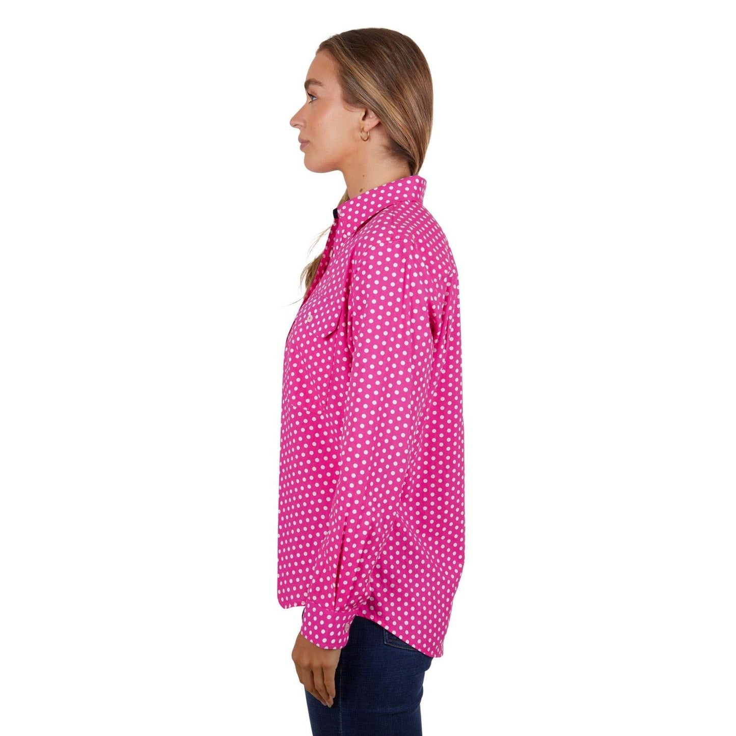 HARD SLOG WOMENS KELLY HALF PLACKET SHIRT