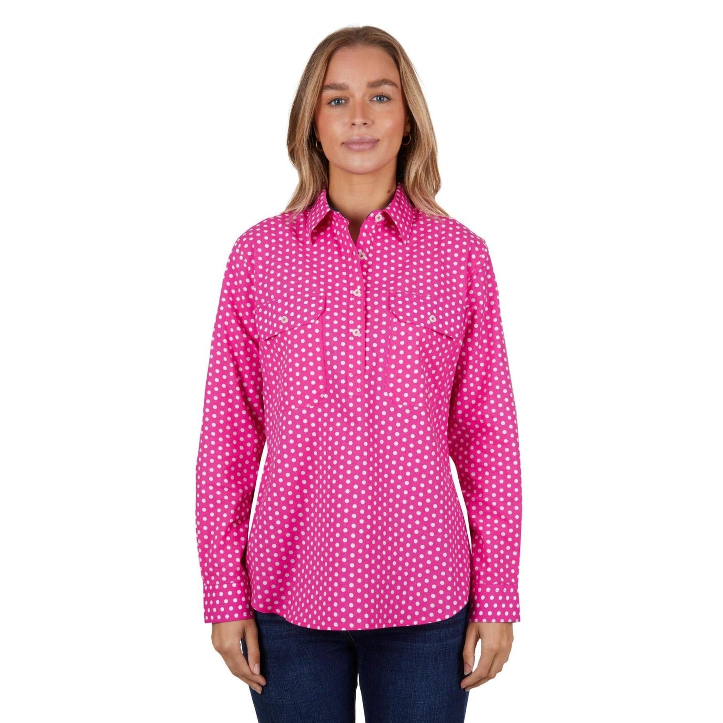 HARD SLOG WOMENS KELLY HALF PLACKET SHIRT-Ranges Country