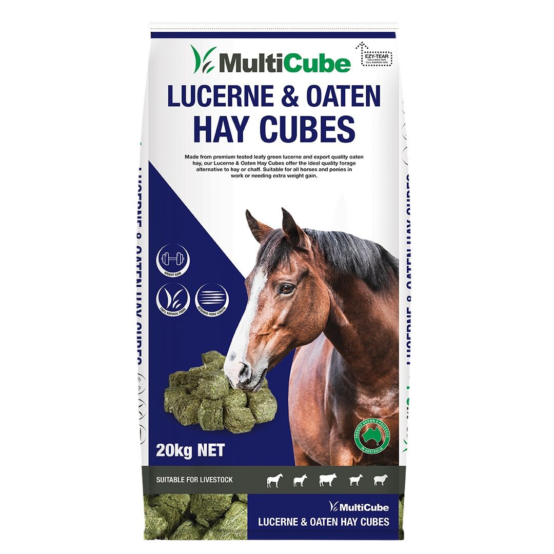 HAY CUBES LUCERNE/OATEN 20KG-Ranges Country