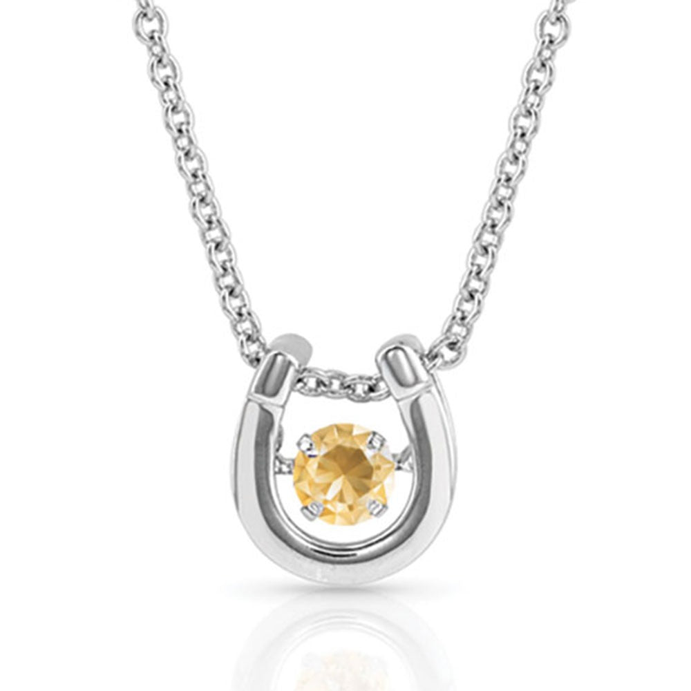 MONTANA DANCING BIRTHSTONE HORSESHOE NECKLACE