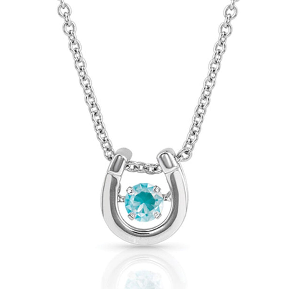MONTANA DANCING BIRTHSTONE HORSESHOE NECKLACE