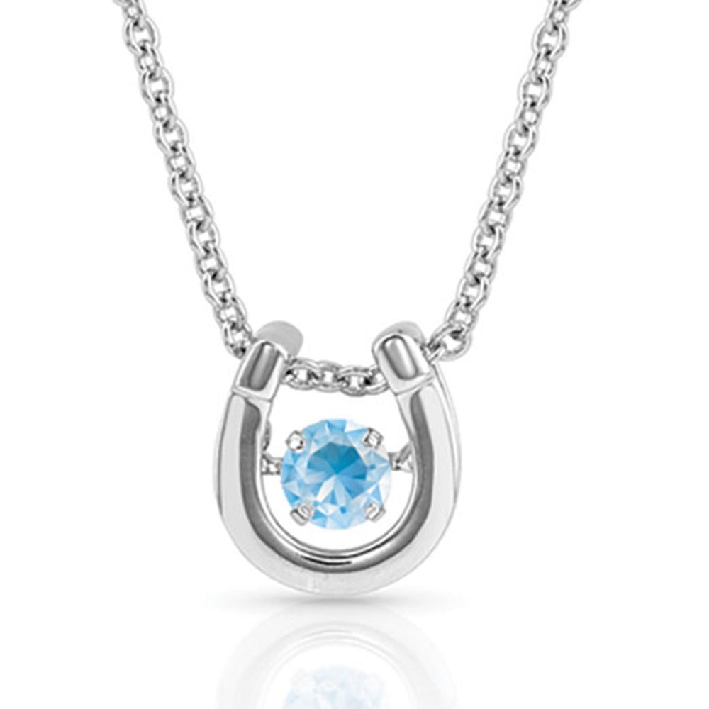 MONTANA DANCING BIRTHSTONE HORSESHOE NECKLACE