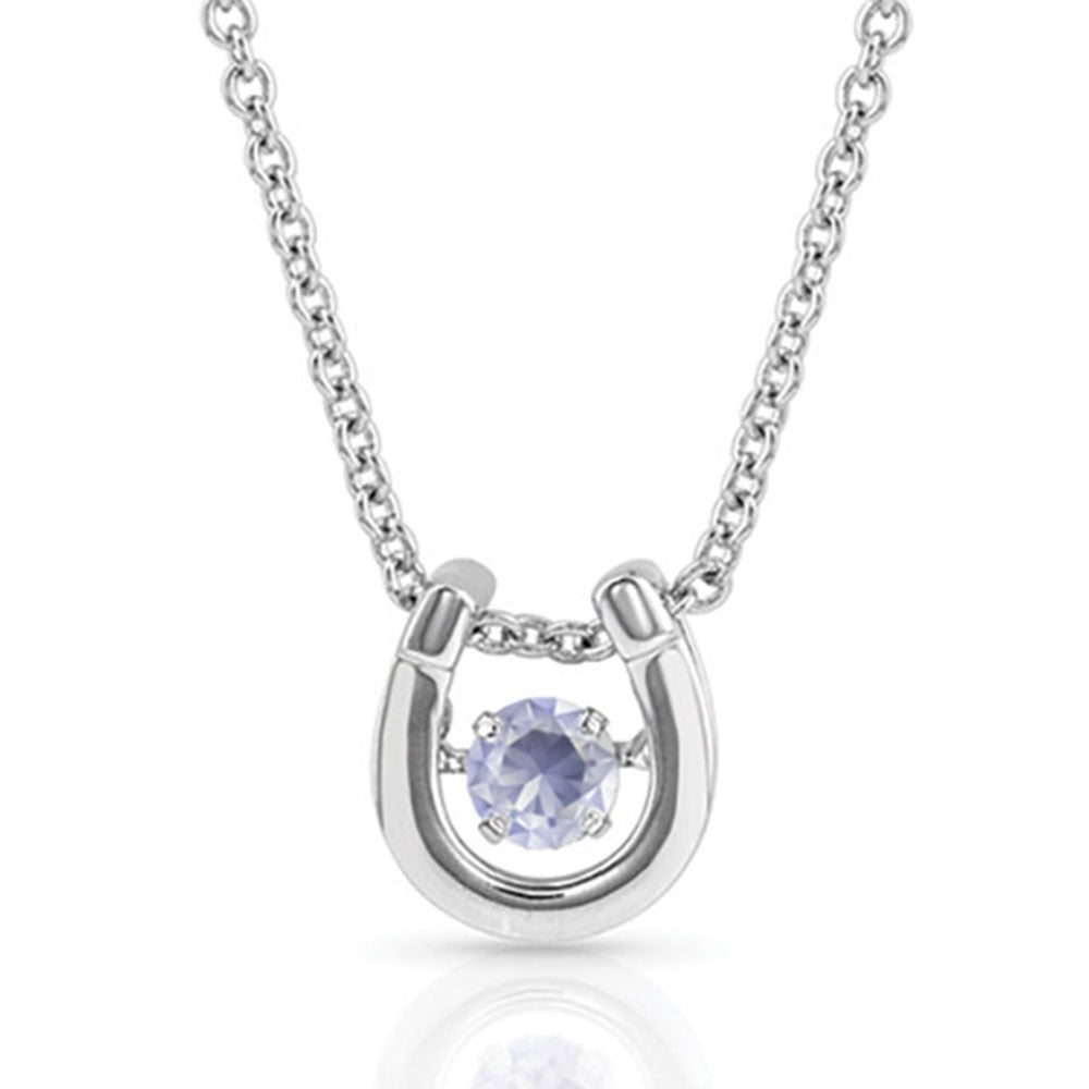 MONTANA DANCING BIRTHSTONE HORSESHOE NECKLACE