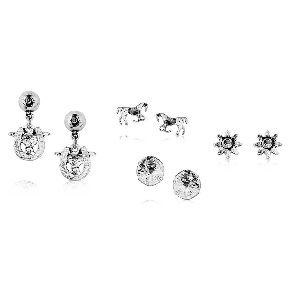 MONTANA EVERYDAY WESTERN POST EARRINGS SET OF 4