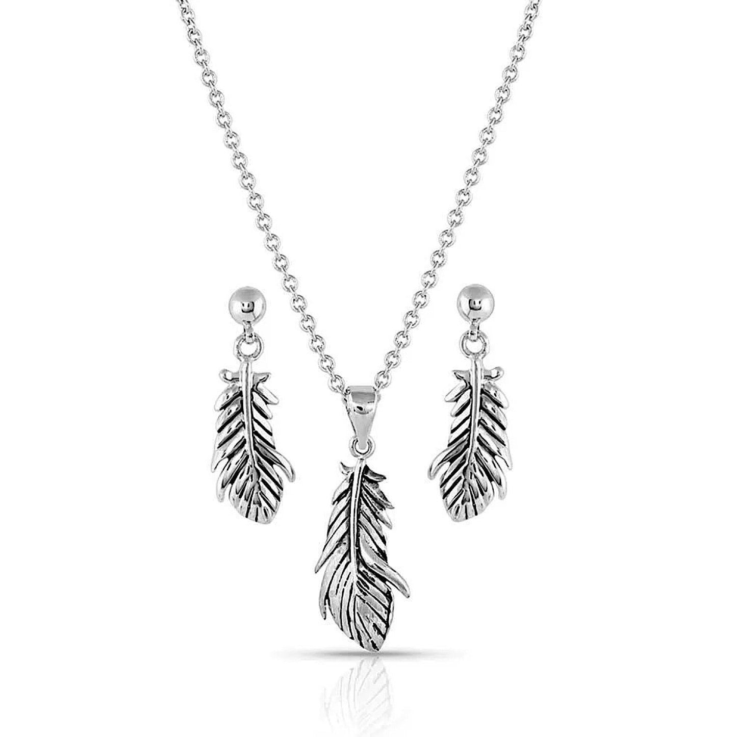 MONTANA REBIRTH SILVER FEATHER JEWELLERY SET-Ranges Country
