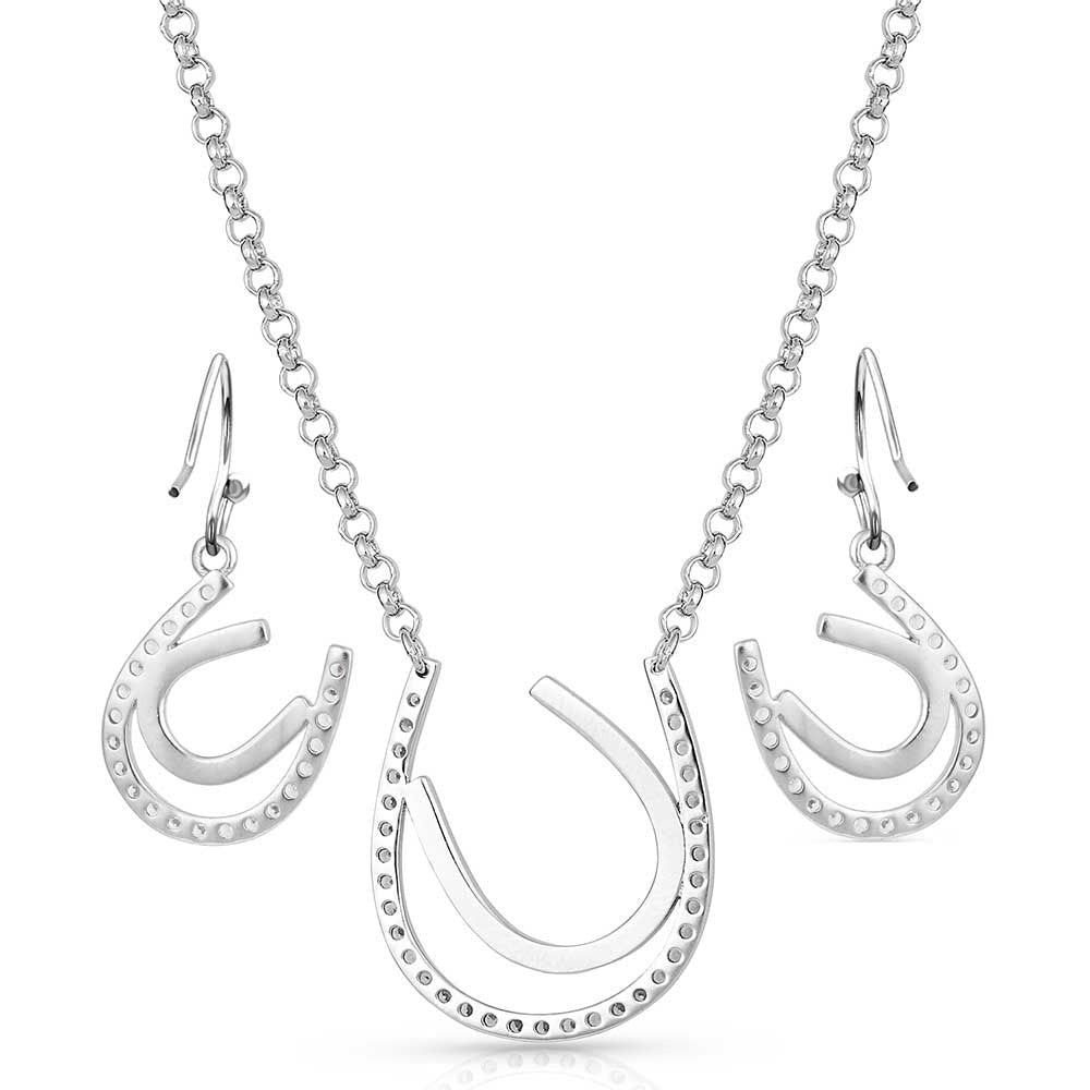 MONTANA TIPPING LUCK SPARKLY HORSESHOE JEWELLERY SET