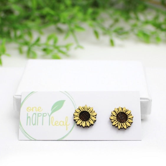 ONE HAPPY LEAF SUNFLOWER EARRINGS