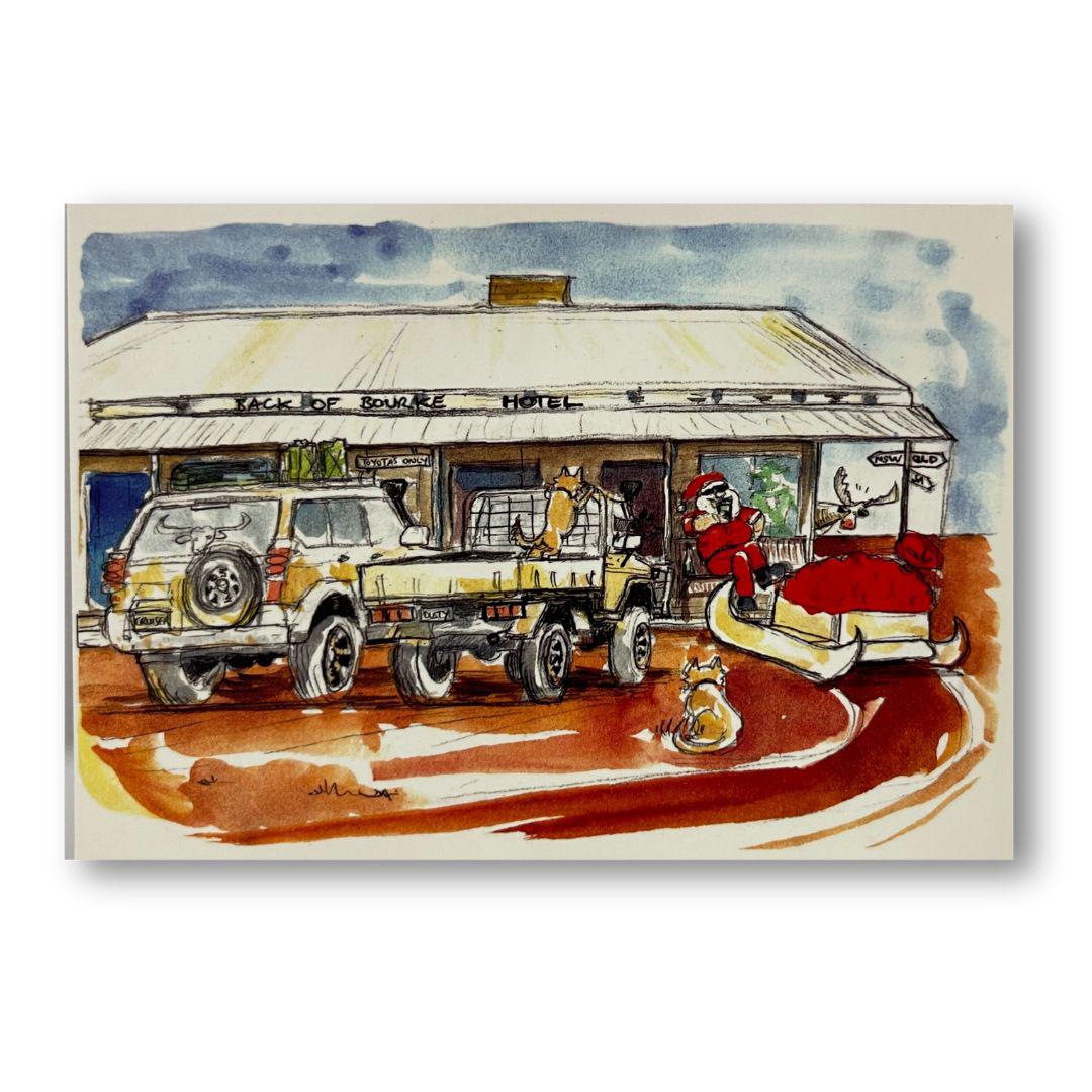 OUTBACK ANTICS BACK O BOURKE CHRISTMAS CARD-Ranges Country