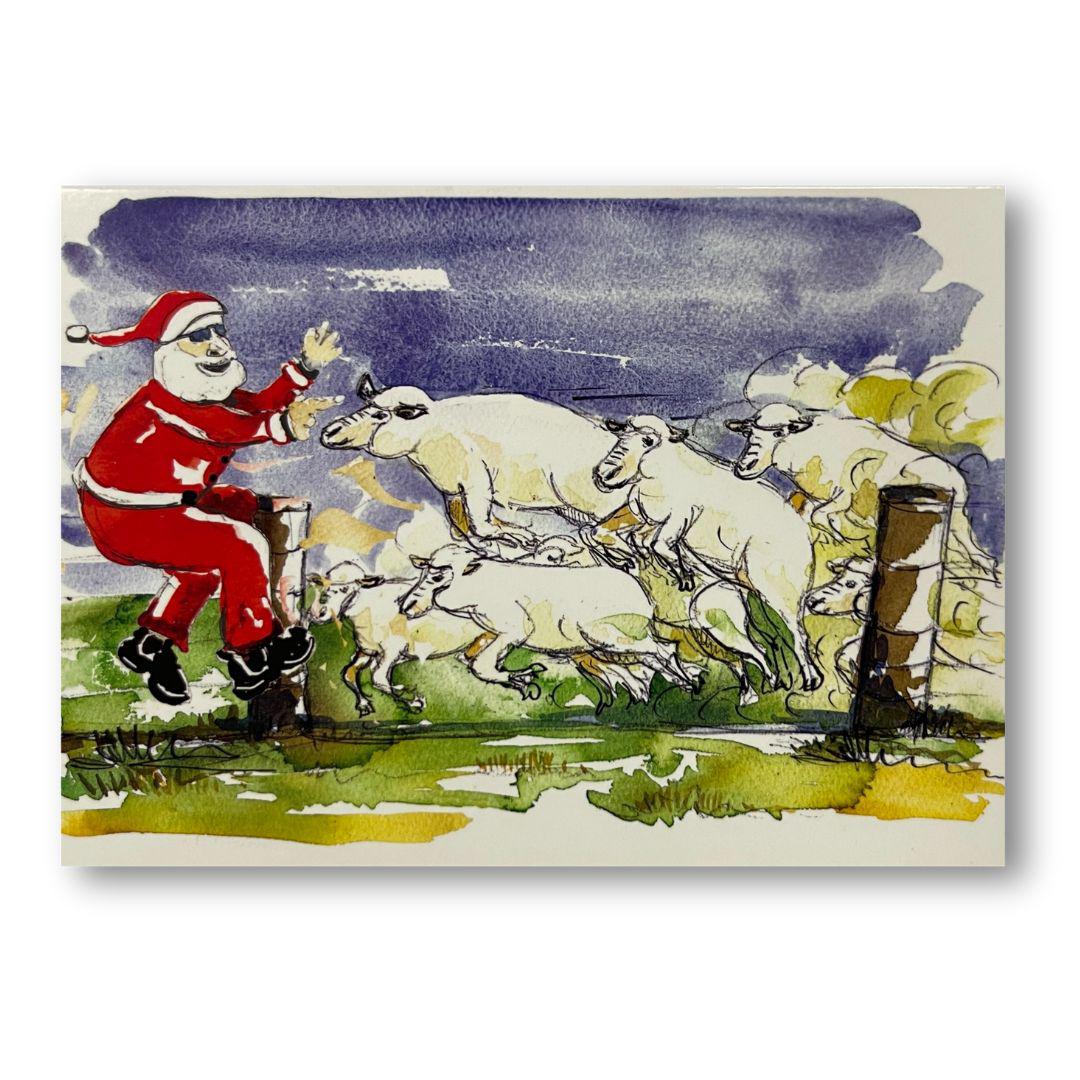 OUTBACK ANTICS COUNTING SHEEP CHRISTMAS CARD-Ranges Country