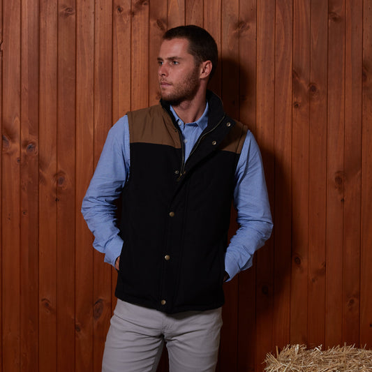 PILBARA MENS BLACK-WHISKY TWO TONE VEST