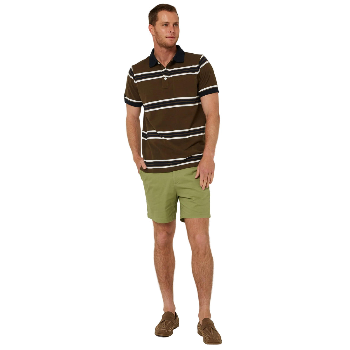 PILBARA MENS STRIPED POCKET POLO