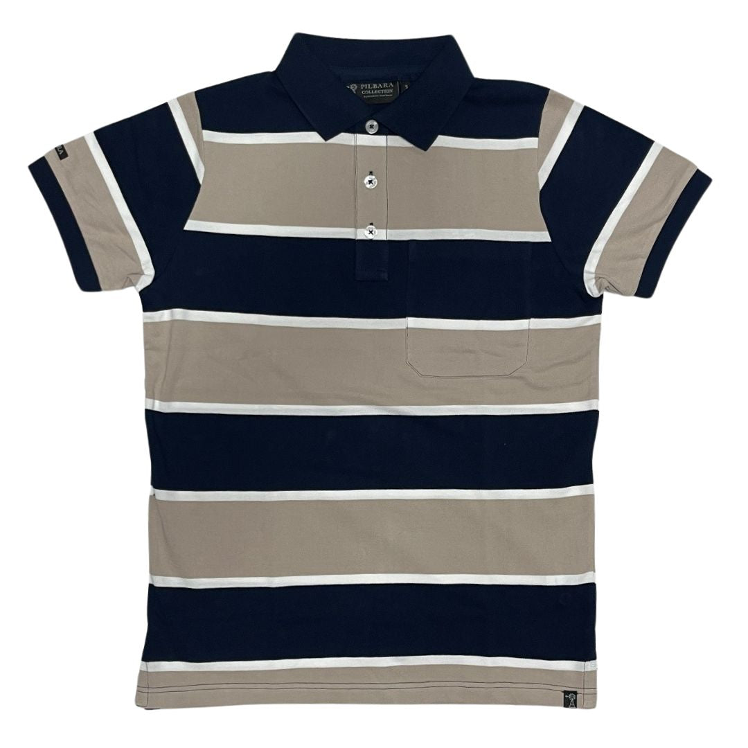 PILBARA MENS STRIPED POCKET POLO-Ranges Country