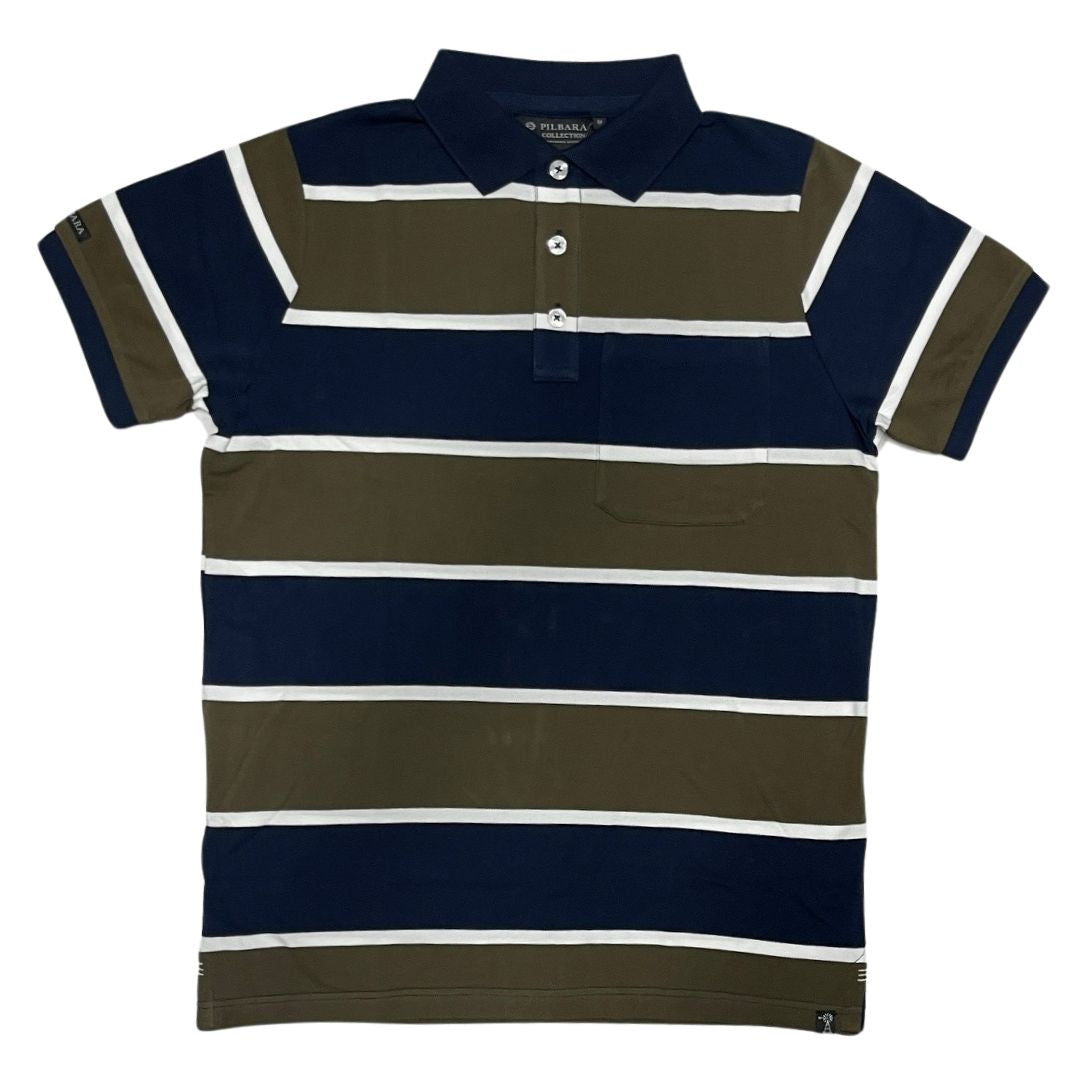 PILBARA MENS STRIPED POCKET POLO-Ranges Country