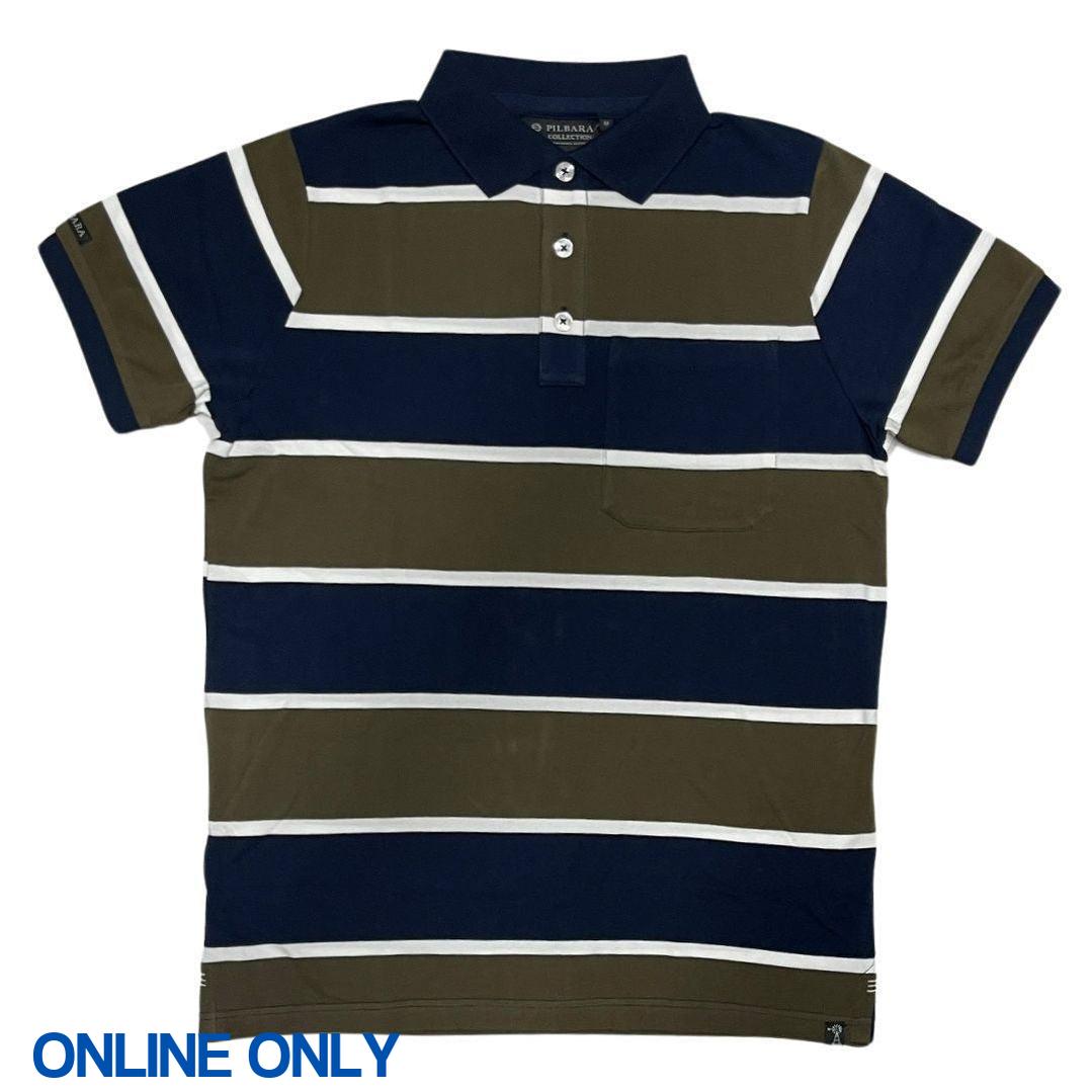PILBARA MENS STRIPED POCKET POLO-Ranges Country