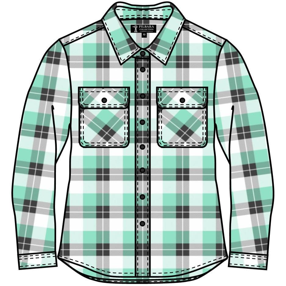 PILBARA WOMENS FLANNELETTE FULL BUTTON SHIRT-Ranges Country