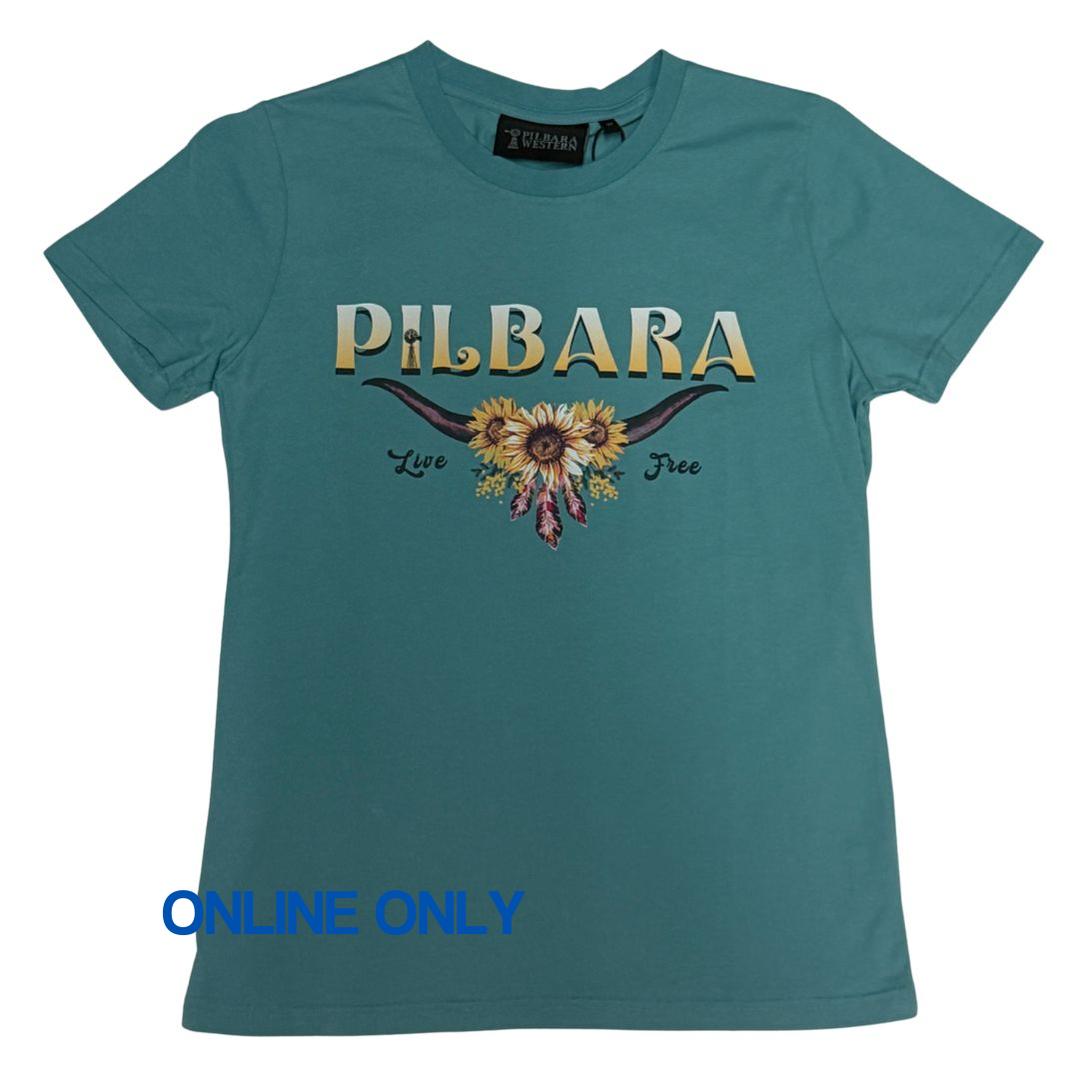 PILBARA WOMENS LIVE FREE TEE-Ranges Country