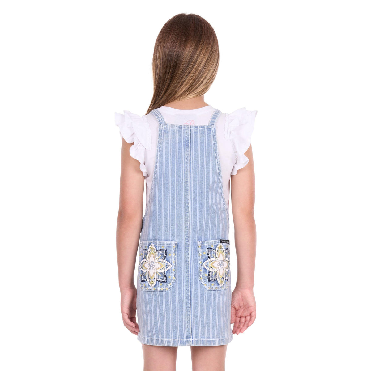 PURE WESTERN GIRLS FREYA STRIPE DENIM PINAFORE DRESS