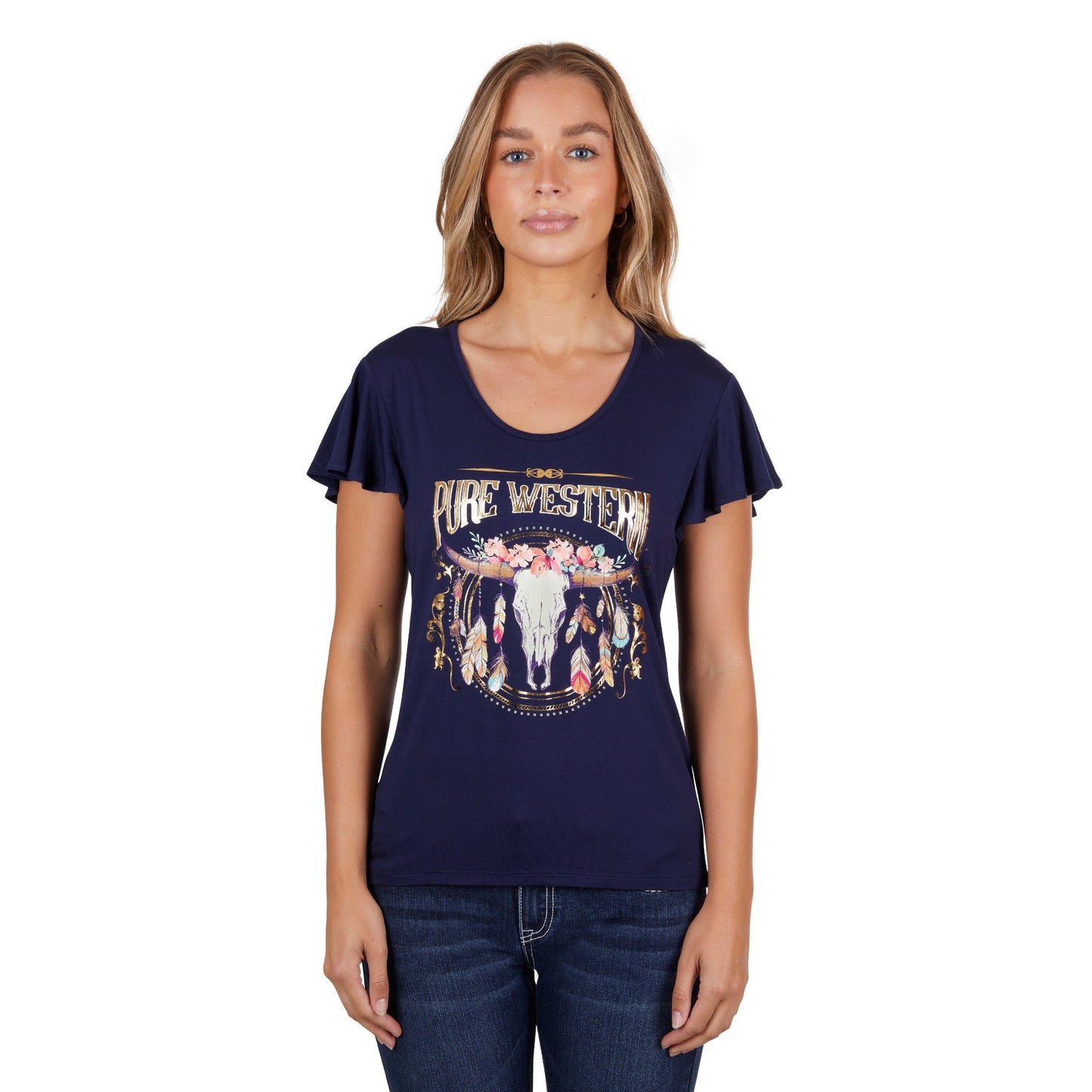 PURE WESTERN WOMENS BECKY TEE-Ranges Country