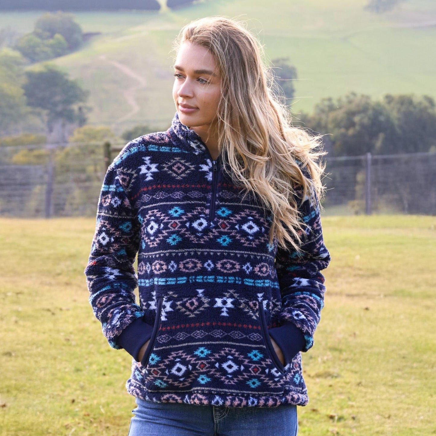 PURE WESTERN WOMENS LUNA 1/4 ZIP JUMPER-Ranges Country