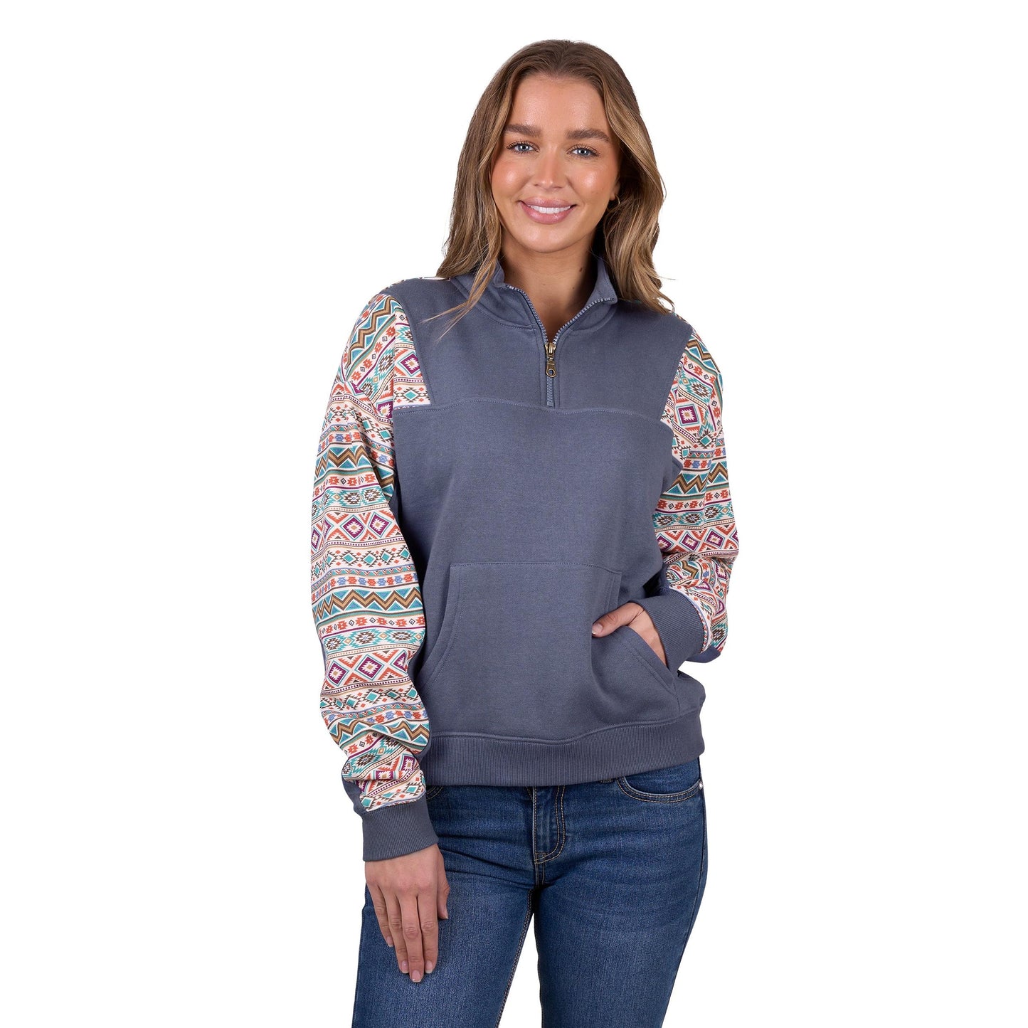 PURE WESTERN WOMENS SALLY 1/4 ZIP JUMPER-Ranges Country