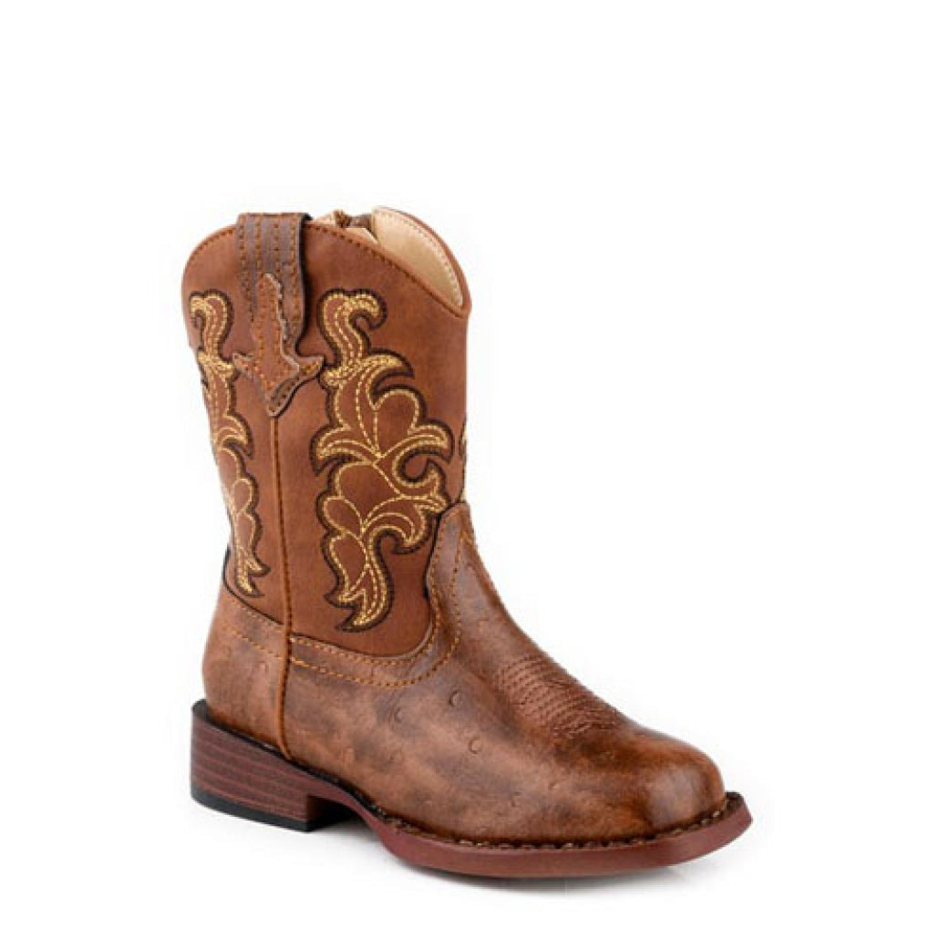 ROPER TODDLER QUILLS COGNAC OSTRICH BOOTS-Ranges Country