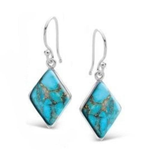 BLUE MOHAVE DIAMOND TURQUOISE STONE EARRINGS-Ranges Country