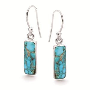 BLUE MOHAVE RECTANGLE TURQUOISE STONE EARRINGS-Ranges Country