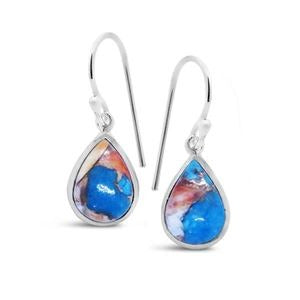 SPINY OYSTER COPPER TURQUOISE TEARDROP EARRINGS-Ranges Country