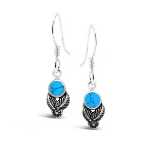 TURQUOISE GEMSTONE CABOCHON EARRING-Ranges Country