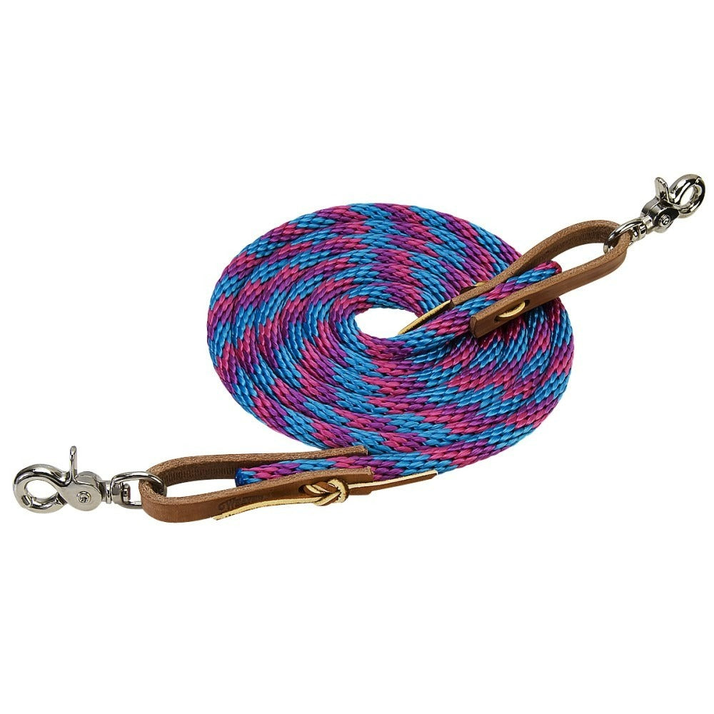 WEAVER POLY ROPER REINS 1/2in X 8ft PLUM/BLUE/GOLD-Ranges Country