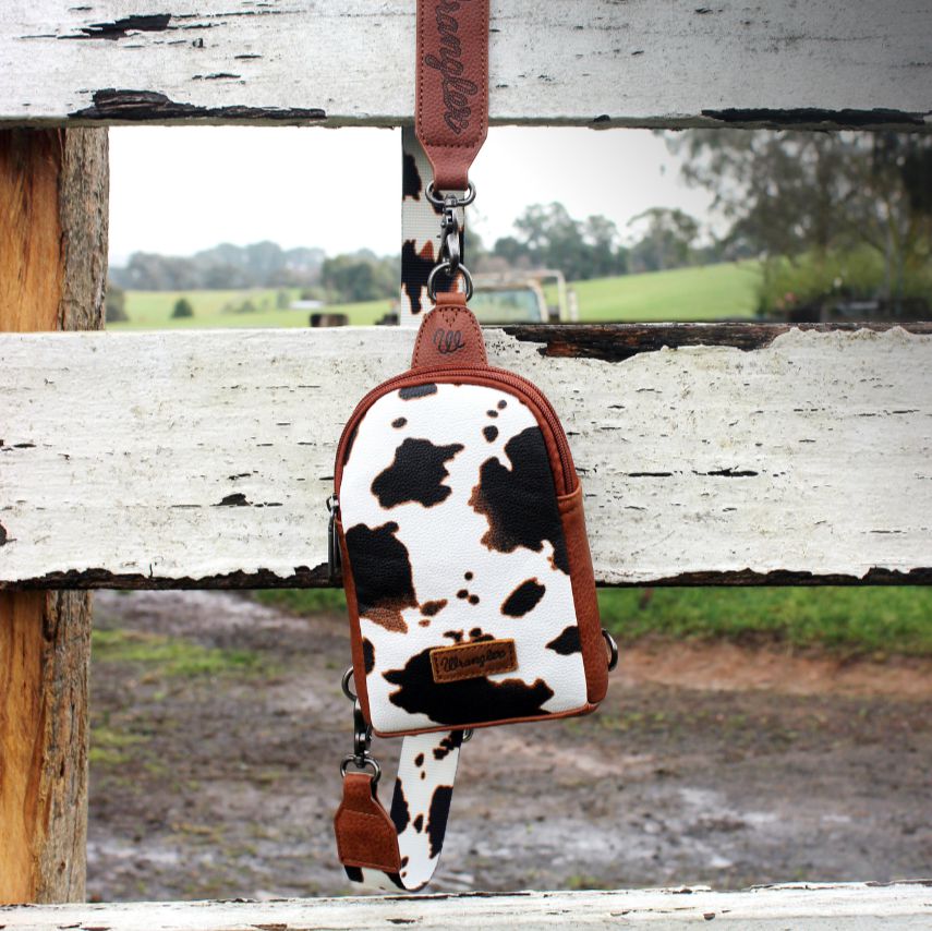 WRANGLER COW PRINT SLING BAG