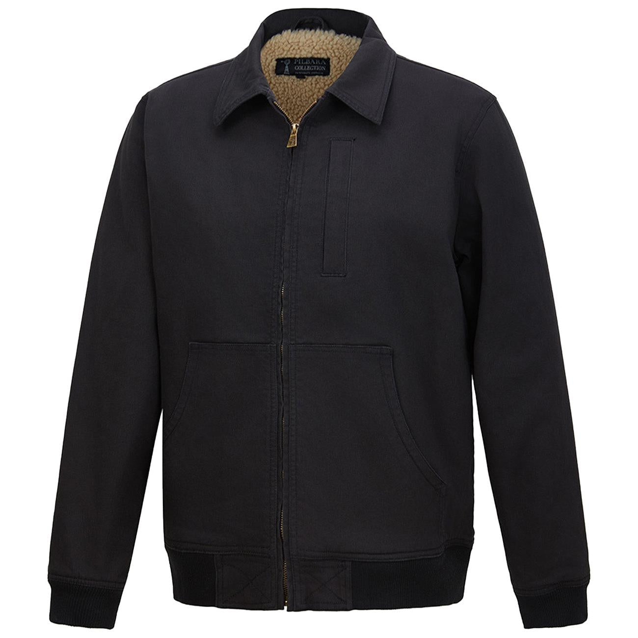 PILBARA MENS BLACK SHERPA BOMBER JACKET