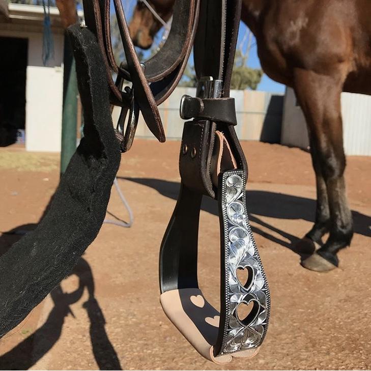 FORT WORTH ENGRAVED SILVER BARREL RACING OXBOWS
