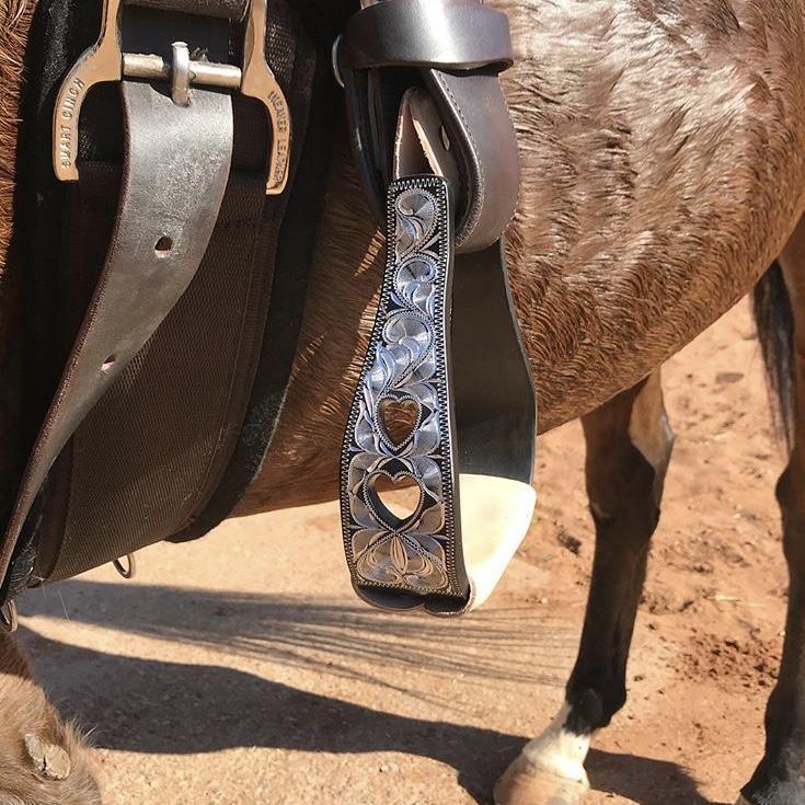 FORT WORTH ENGRAVED SILVER BARREL RACING OXBOWS