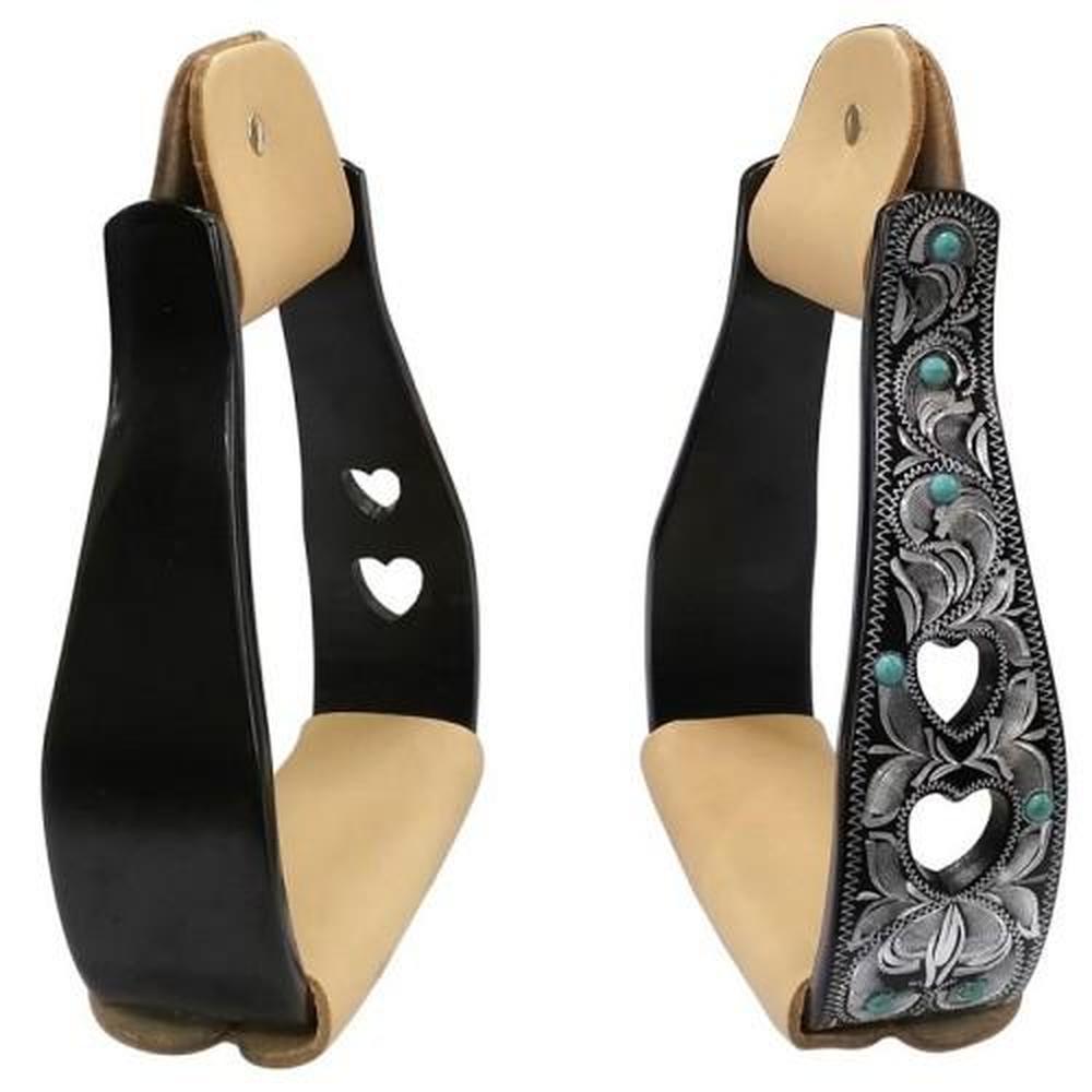 FORT WORTH HEARTS STONE ENGRAVED SILVER OXBOWS-Ranges Country