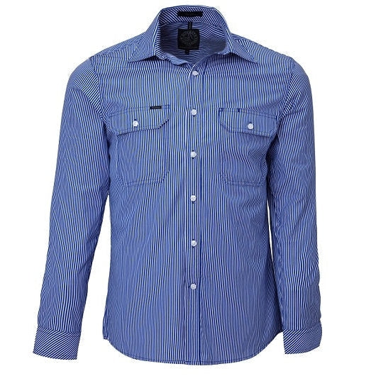 PILBARA MENS DOUBLE POCKET STRIPE SHIRT-Ranges Country